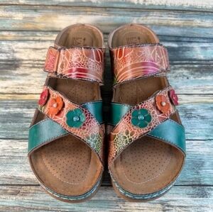 Comfort Step Women’s Teal & Multicolor Floral Sandals